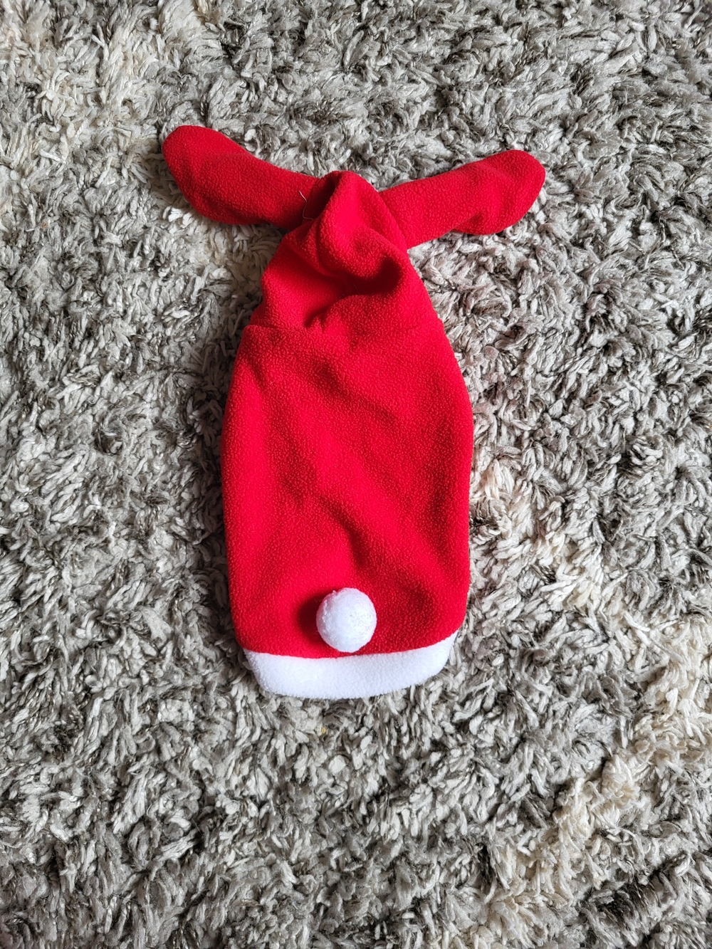 Red Holiday Bunny-Ear Dog Hoodie with Pom Pom